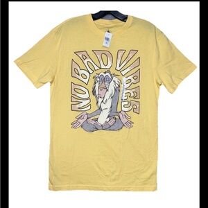 Disney Parks Lion King Rafiki T Shirt Men's Large Yellow No Bad Vibes Tee